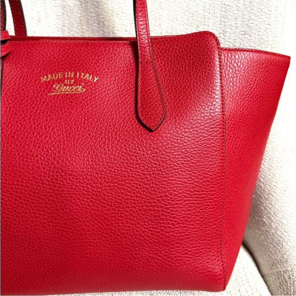 Authentic Gucci Swing tote bag red leather medium size - Picture 4 of 16